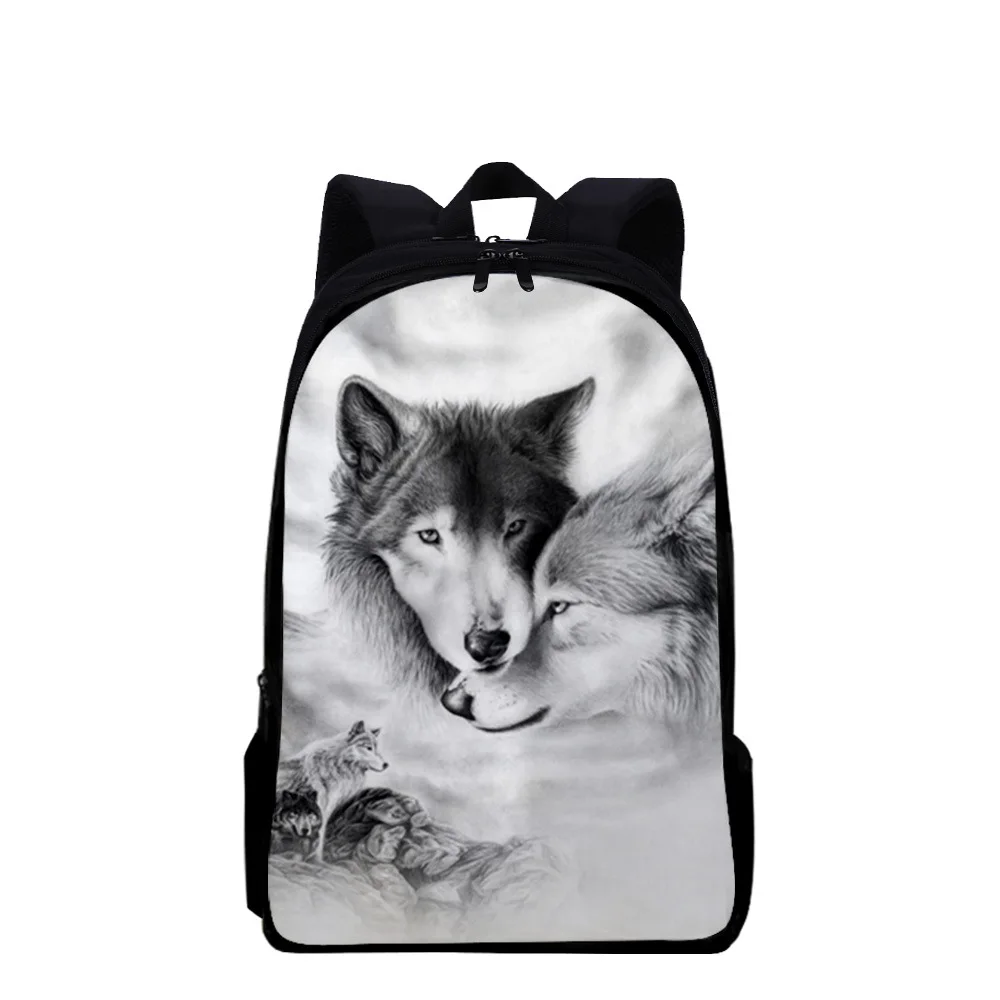 

Hip Hop Fashion Funny Wolf Notebook Backpacks pupil School Bags 3D Print Oxford Waterproof Boys/Girls Laptop Backpacks