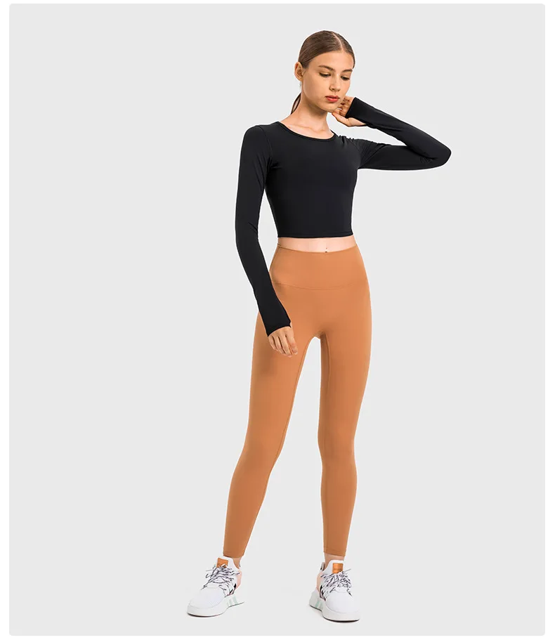 Lulu Top Womens Clothing Yoga Shirt Women's Long Sleeve Top Gym Sport Crop Fitness Sportswear Breathable Solid Short Blouses