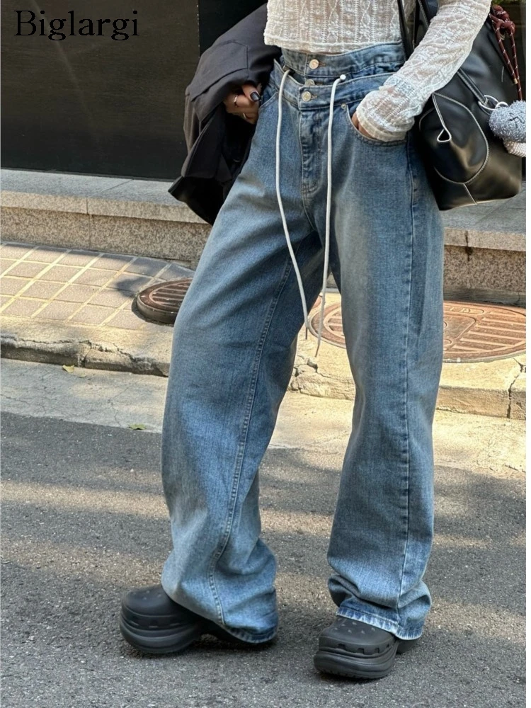 Джинсы осенние Асимметричные с высокой талией в стиле пэчворк модные брюки