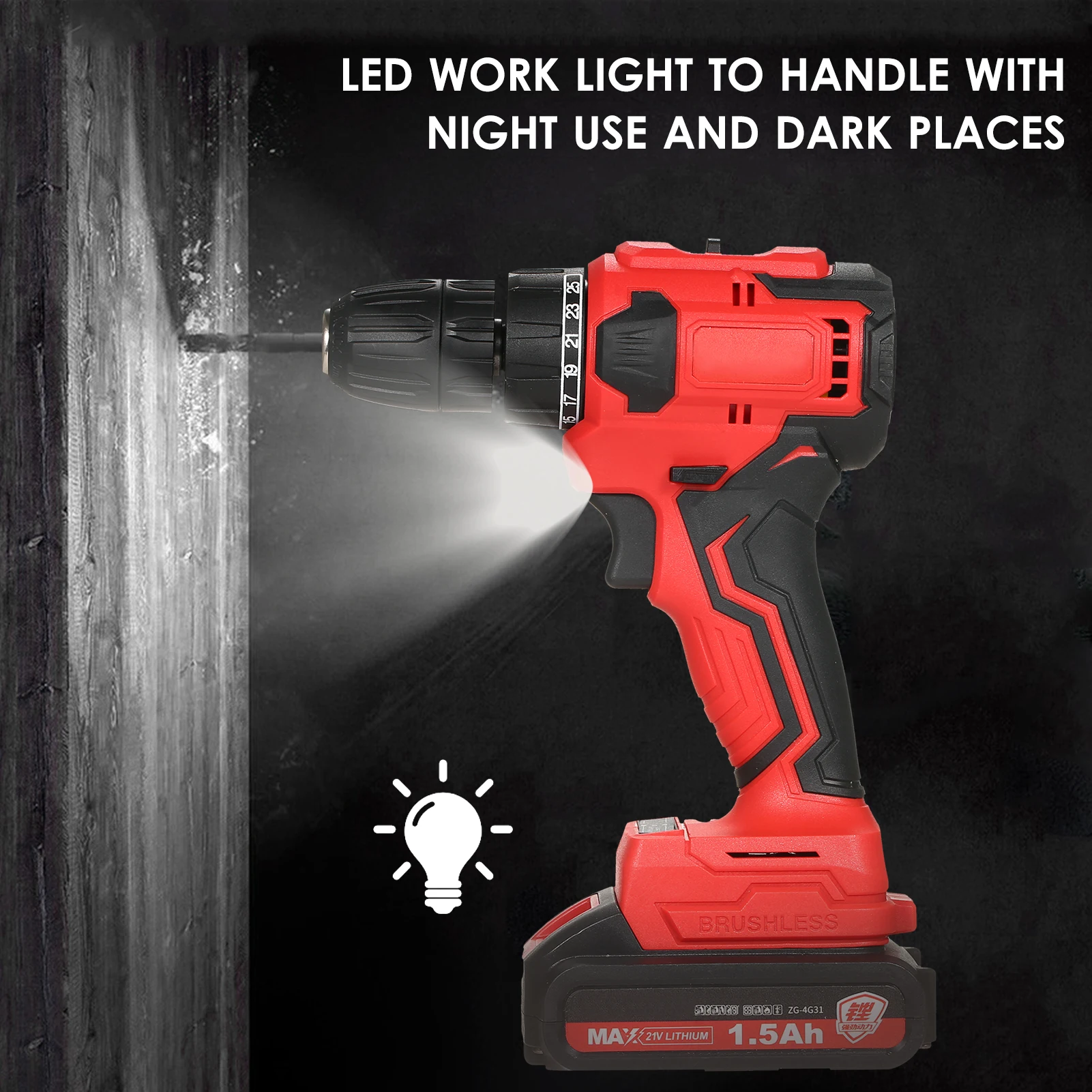 

Набор ударных электрических дрелей, 21 в, 25 + 1 скоростей, регулируемый Электрический шуруповерт, ручные дрели, 1800 об/мин