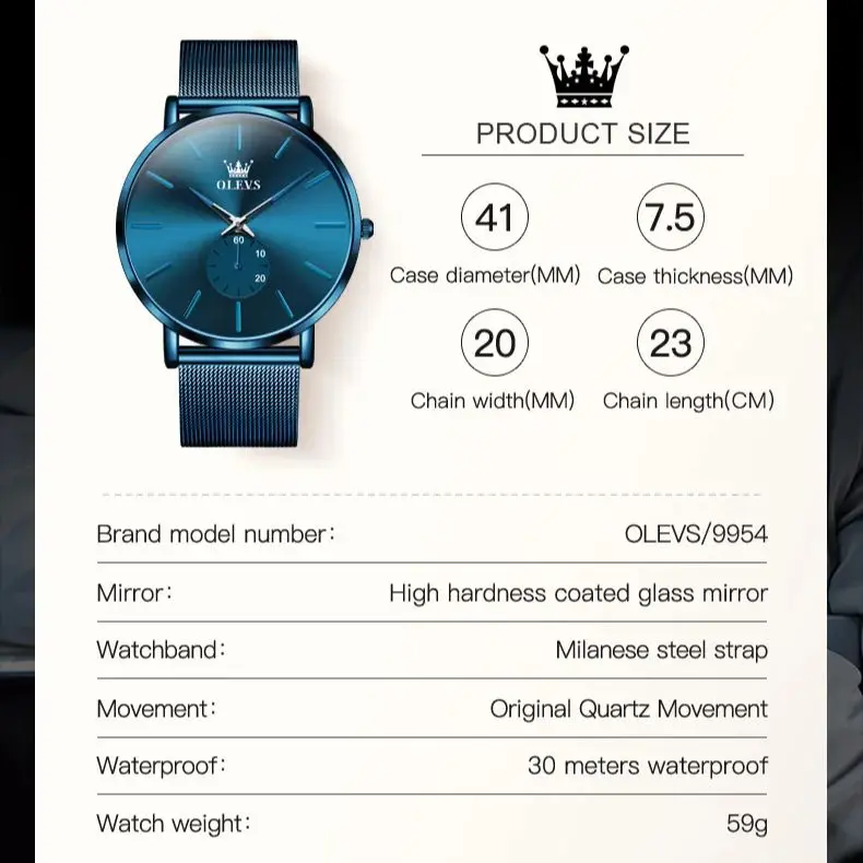 Мужские водонепроницаемые кварцевые часы с ремешком из нержавеющей стали 7 5 мм