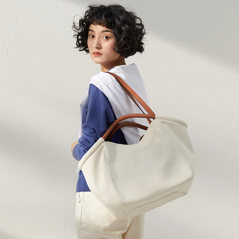 

2023 Fashionable And Casual, Versatile, Thick Canvas, Large Capacity Shopper Handbag, Underarm Woven Tote Shoulder Bag For Women