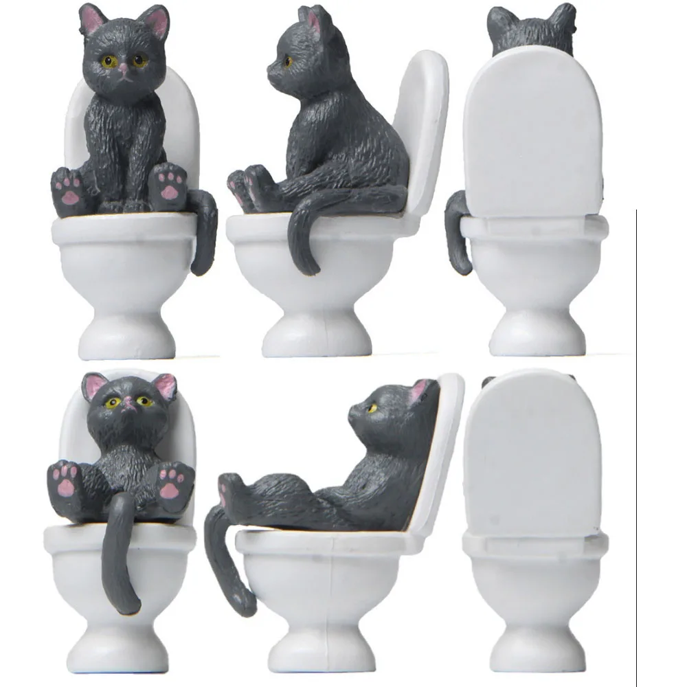 Забавные фигурки кошек модель туалета сидящая миниатюрная украшения аксессуары