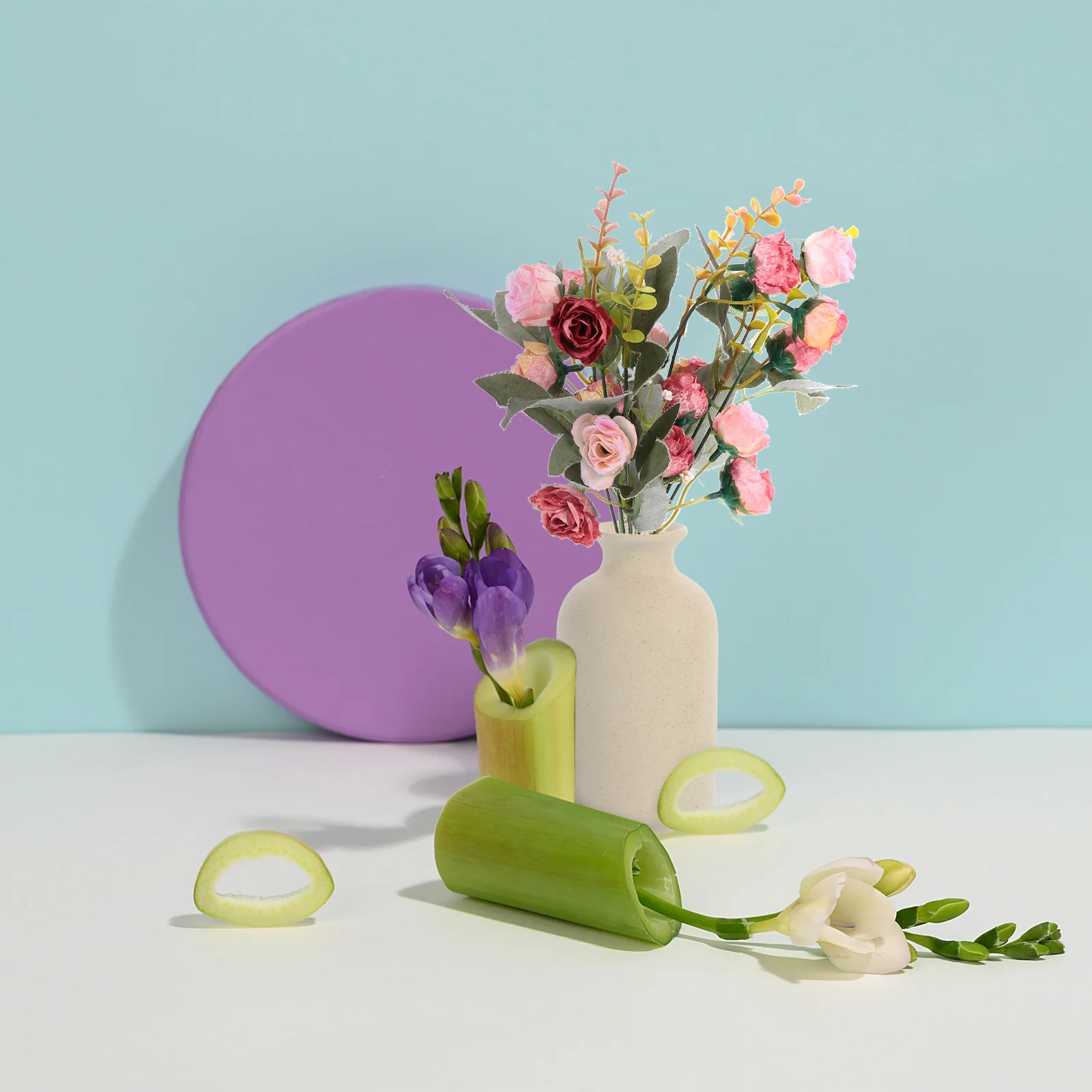 

Vase Flower Ceramic Vases Floral Decor Vintage Frosted White Dried Round Pottery Modern Simple Decorative Tall Desktop Flowers