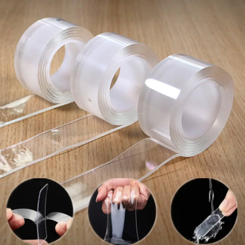 

1M/3M/5M 1mm Transparent Double-Sided Adhesive Nano Strong sticky Tape Removable Washable Nano Tape cinta two sided tape