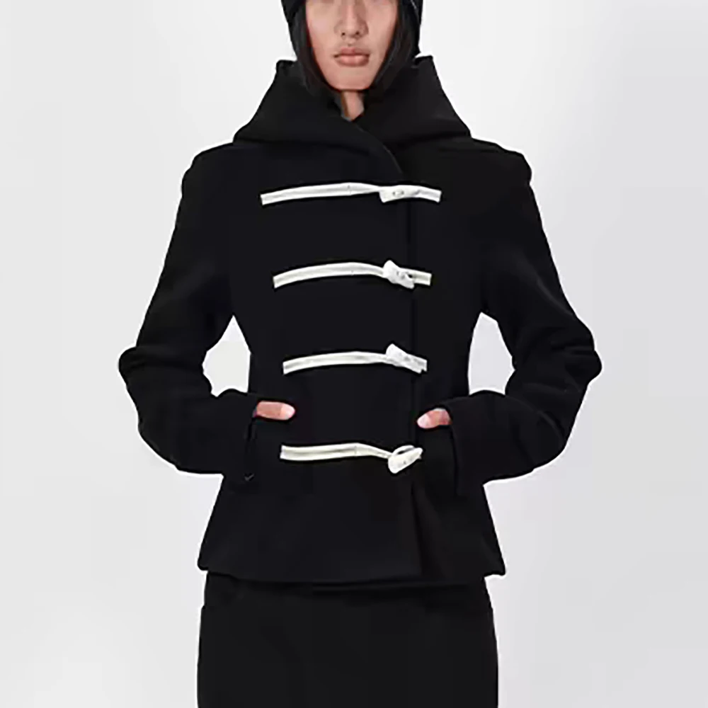 Высококачественная шерстяная женская куртка Y2k Clash Color элегантная пригородная