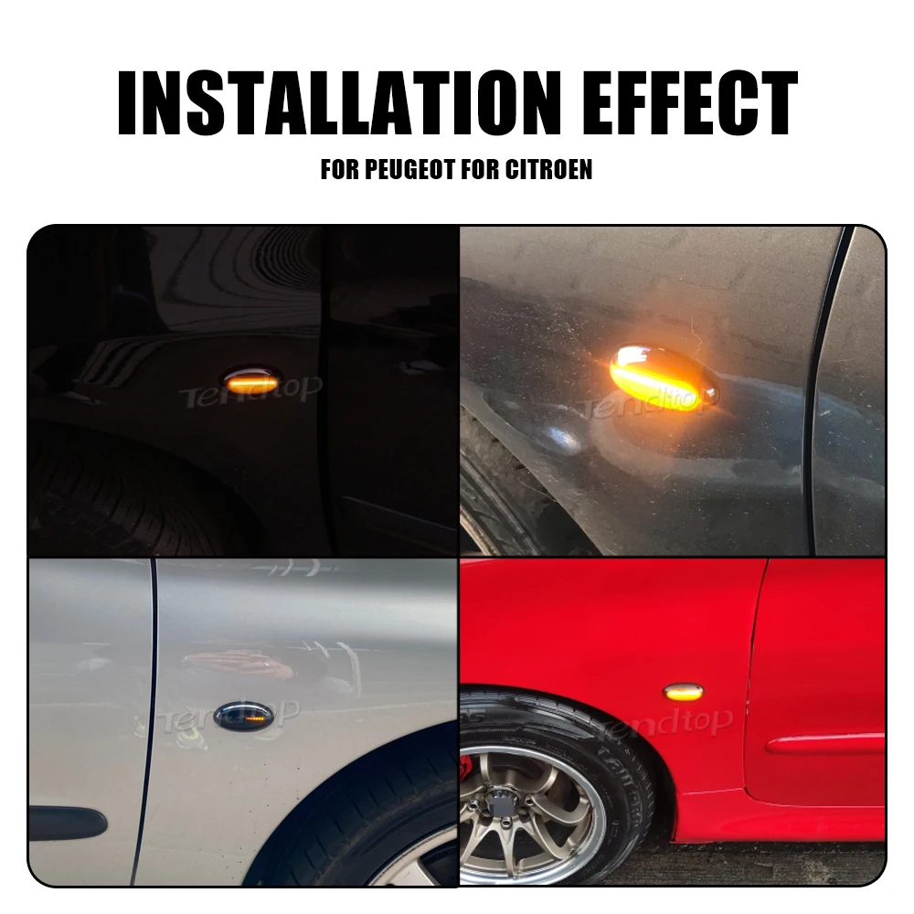 Динамический автомобильный боковой габаритный фонарь для Peugot 107 307 407 607 Citroen C3 C4 C5