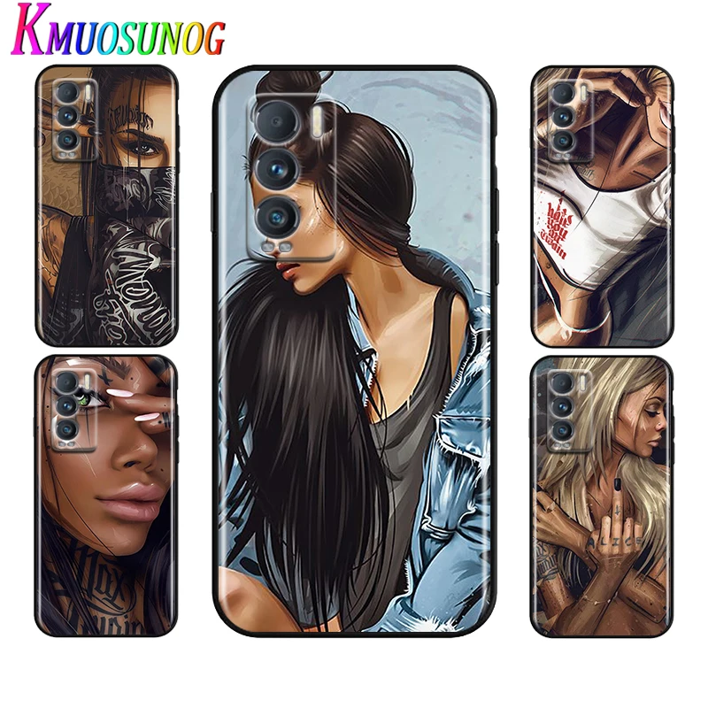 

Sexy Sleeve Tattoo Girl For Realme 8 GT Neo Neo2 Edition Explorer Master Q3 Pro Narzo30 C21 C20 C11 C21Y Soft Phone Case