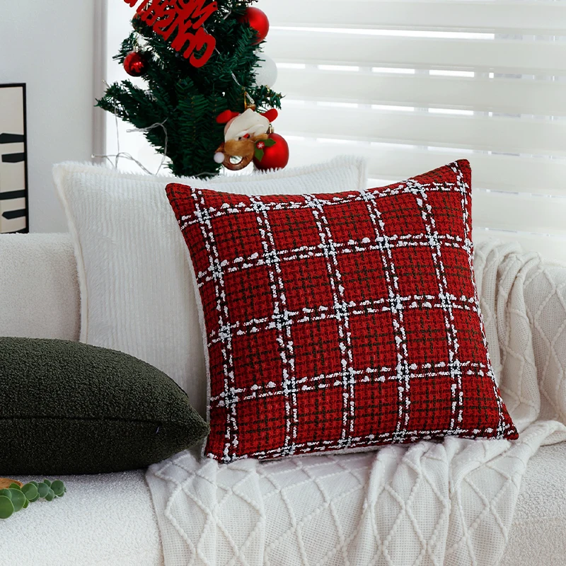 Рождественские принадлежности 1 шт. чехол для подушки 45x45 см красный плед в стиле