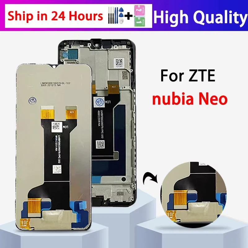 Фото 6,6-дюймовый IPS ЖК-дисплей для ZTE Nubia Neo 5G, ЖК-экран, сенсорная панель, дигитайзер, дисплей 8150N с рамкой №1