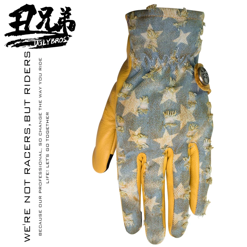 

Джинсовые защитные Мотоциклетные Перчатки Uglybros в стиле ретро, удобные нескользящие мотоциклетные перчатки для вождения по дороге, все размеры