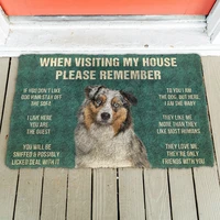 3d please remember australian shepherd dogs house rules doormat non slip door floor mats decor porch doormat