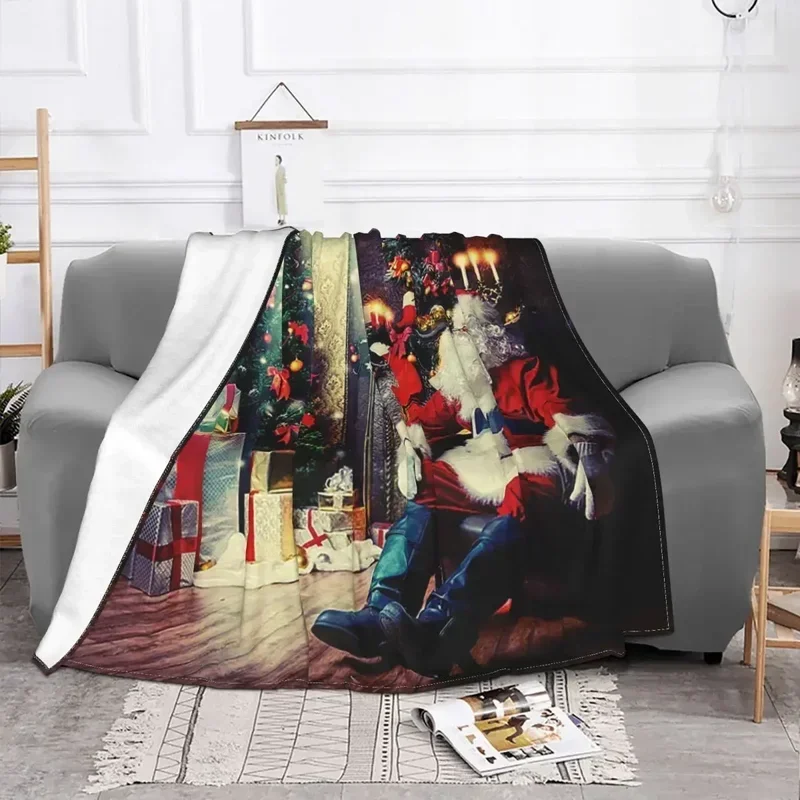 Веселая Рождественская елка одеяла Санта-Клауса фланелевое новогоднее