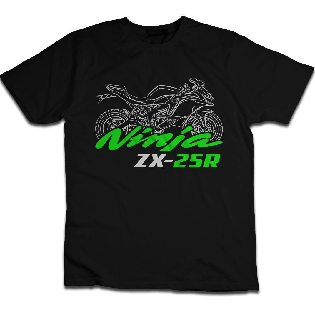 Фото Модели 2020-2025, японская мотоциклетная футболка Ninja ZX-25R, 100% хлопок, с круглым вырезом и коротким рукавом, летняя повседневная мужская футболка, уличная одежда №3