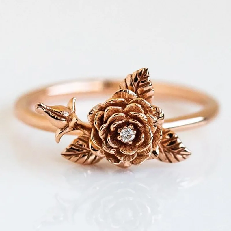 

2021 Vintage Style Jewelry Ladies Simple Creative Flower Leaves Plants Ancient Silver Color Alloy Female Ring for Women Party