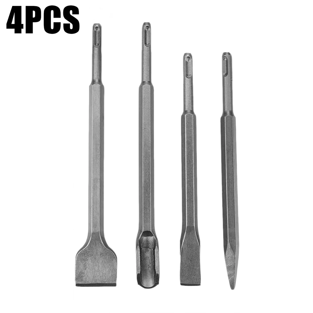 

4Pcs 250m Chisel Electric Hammer Pick Pointed Chisel Groove Gouge Flat Chisel SDS Plus Shank Drill Bit Break Concrete Brick Wall