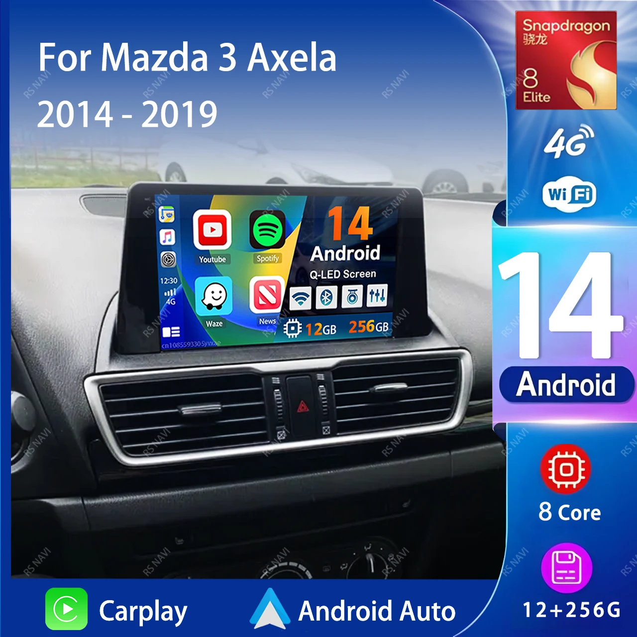 Android 14 Carplay Auto 2K экран автомобильный радиоприемник мультимедийный плеер для Mazda 3