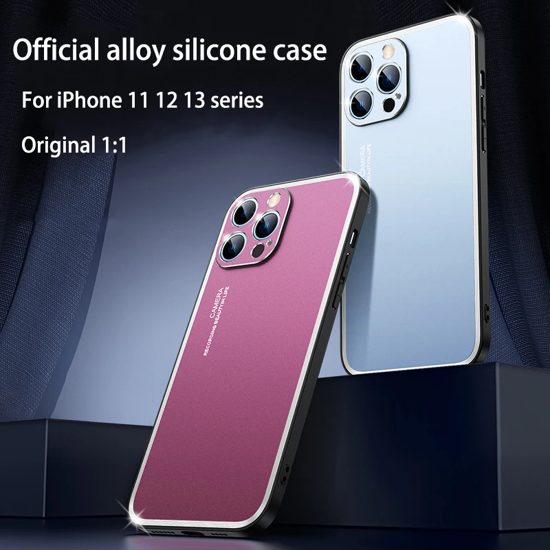 

Luxury Matte Aluminum Metal Silicone Bumper Case For iPhone 12 11 13 Pro Max for apple 11 12 13 Pro Max Shockproof Hard Cover