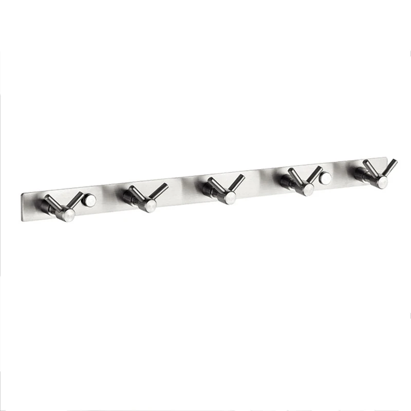

16in Hotel Bathroom Towel Hook Stainless Steel Coat Hook Wall-Mounted Hanger 5 V-Shaped Double Hook Towel Rack Organizer