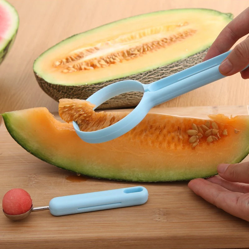 

2 In 1 Kiwi Fruit Platter Carving Knife Melon Baller Spoon Ice Cream Scoop Watermelon Kitchen Gadgets Accessories Slicer Tools