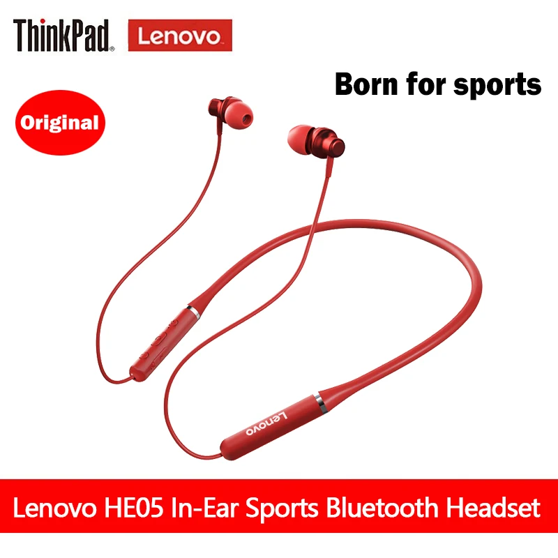 

Original Lenovo HE05 Earphone Bluetooth5.0 Wireless Magnetic Neckband Headset IPX5 Waterproof Sport Earbud Noise Cancelling Mic