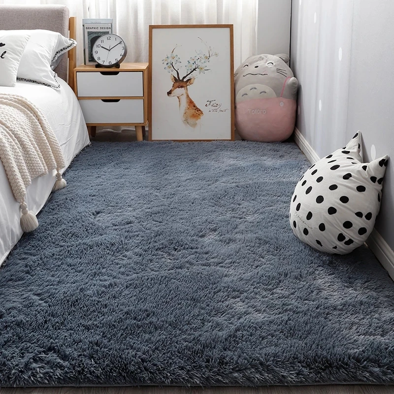 

Grey Carpet Tie Dyeing Plush Soft Carpets For Living Room Bedroom Anti-slip Floor Mats Bedroom Water Absorption Carpet Rugs