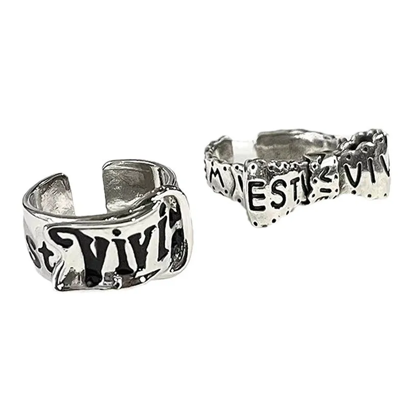 Кольцо в стиле панк с надписью Земля среднего возраста и бантом женское кольцо