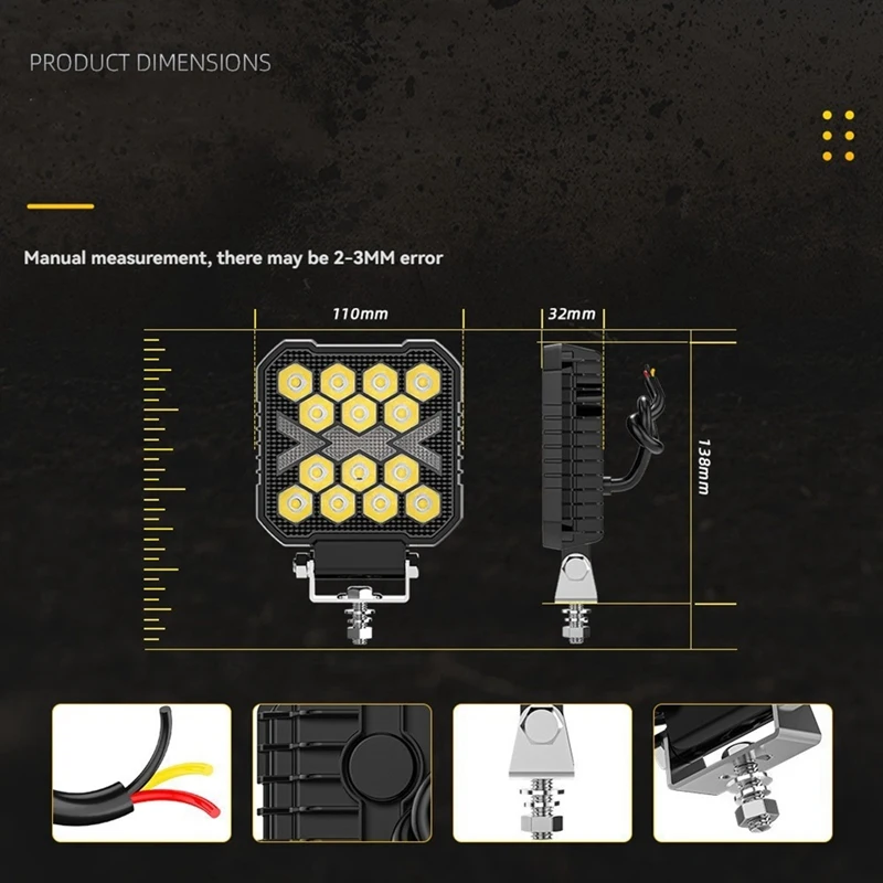 4 Inch Led Work Lights For Truck 30W White Amber Light Auxiliary Offroad Driving Tractor SUV ATV Boat