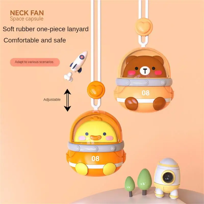

Hanging Neck Mini Fan Cute Animal Shape Hanging Neck Office Outdoor Usb Portable Small Charging Leafless Wind Mute Lazy Person