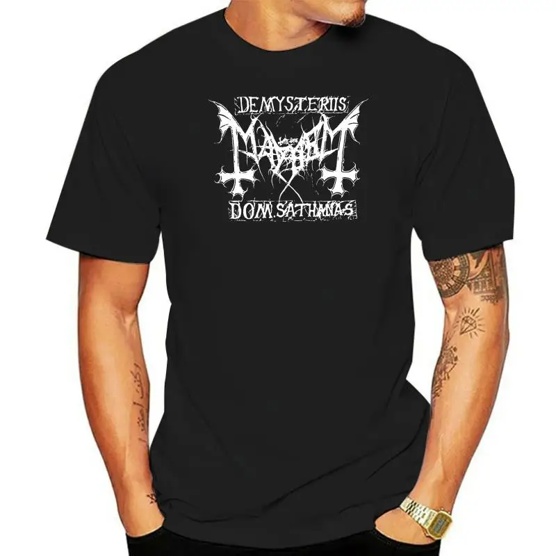 

Mayhem-camiseta negra de Metal para hombre, camiseta negra con estampado, camiseta de manga corta, informal, cuello redondo, de