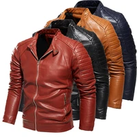 high quality fashion coat leather jacket motorcycle style male business casual jackets for men black warm overcoat