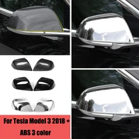 abs chrome carbon car side door rear view mirror cover trim sticker for tesla model 3 2018 2019 2020 2021 auto accessories