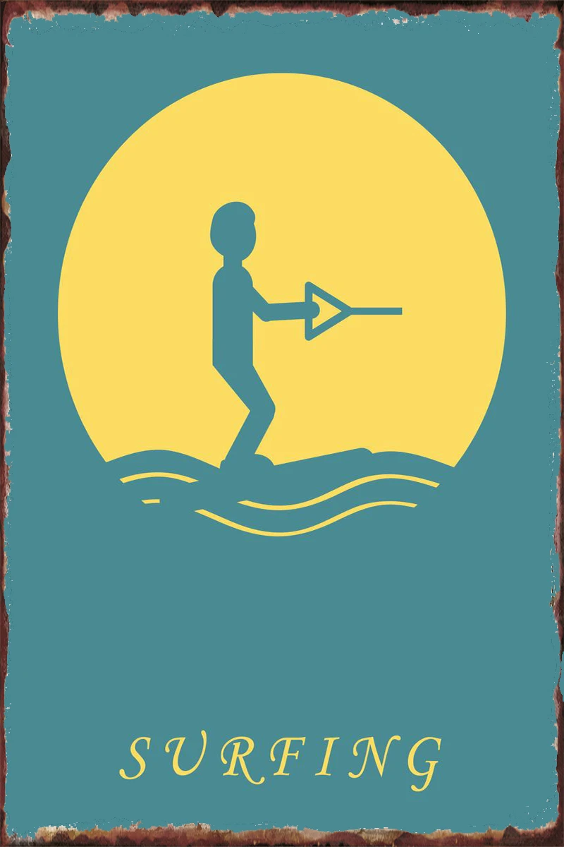

Винтажный металлический знак для серфинга, жестяные таблички, Настенный декор, украшение для комнаты в стиле ретро для искусства, мужская п...