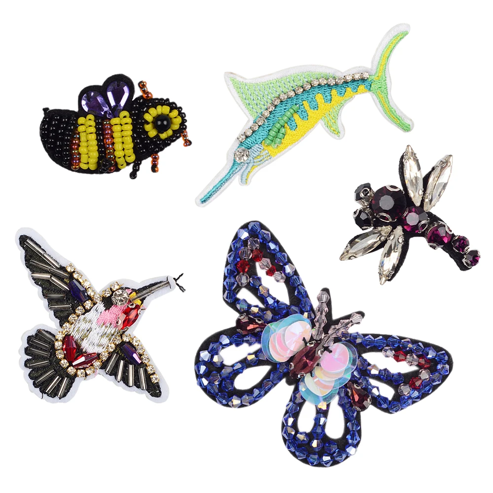 

Hand-decorated Butterfly Beading Patches DIY Clothing Accessories Badge Ironing Drill Hand-sewn Sequins Beaded Cloth Stickers