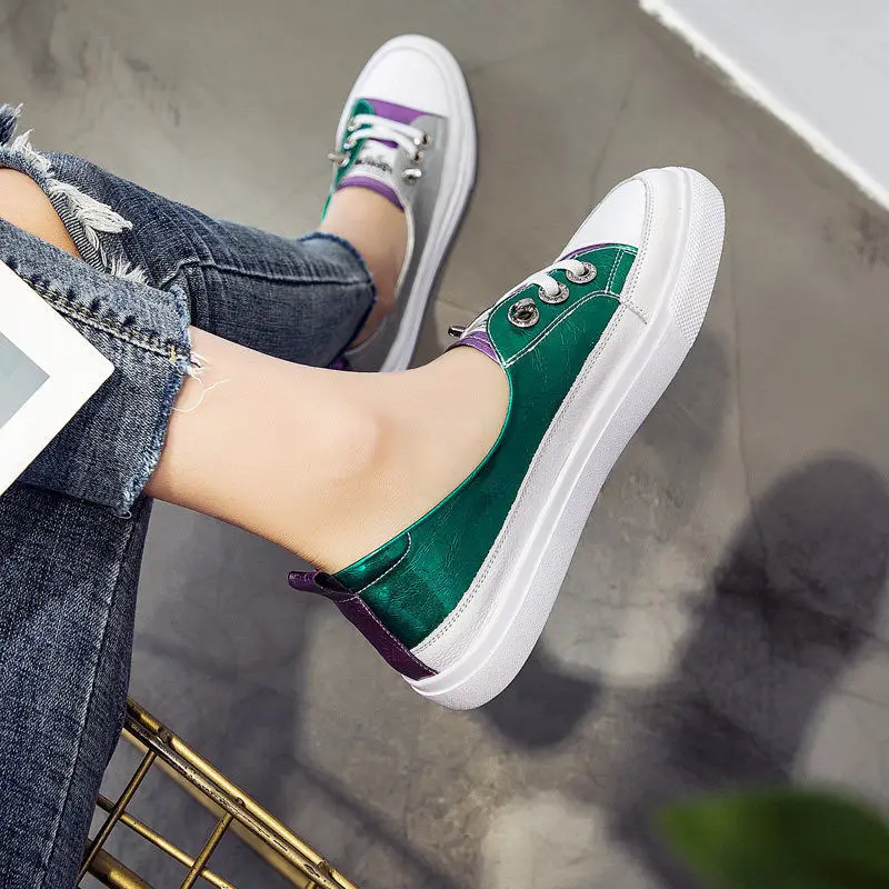 Low Platform Flat Shoes Women's Vulcanize Shoes Fashion Mixed Colors Breathable Flats Women Spring Casual Shoes Zapatos De Mujer