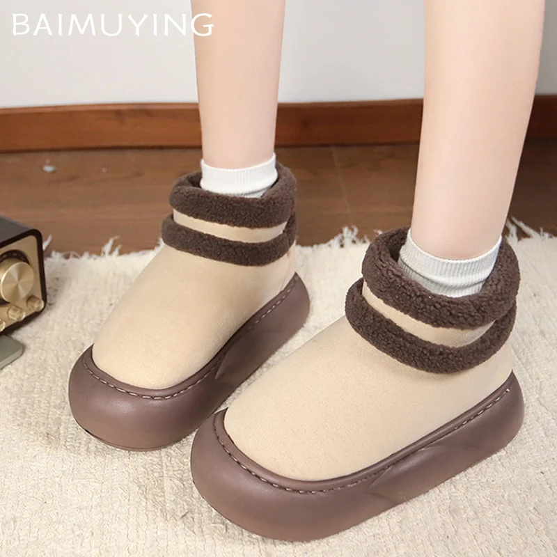 Зимние женские зимние ботильоны на меховой платформе замшевые короткие плюшевые
