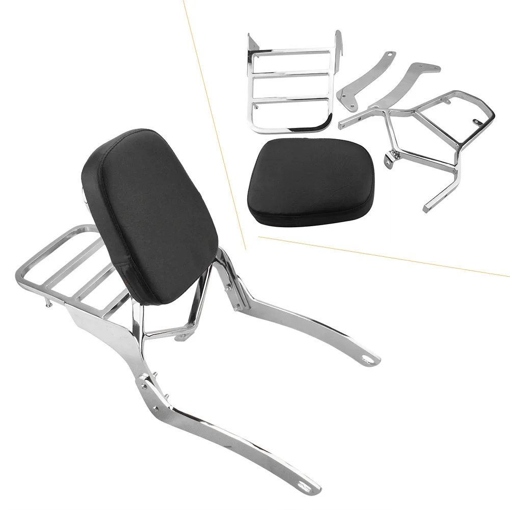 Хромированная спинка заднего пассажира мотоцикла с подушкой для Yamaha Virago XV125 XV250