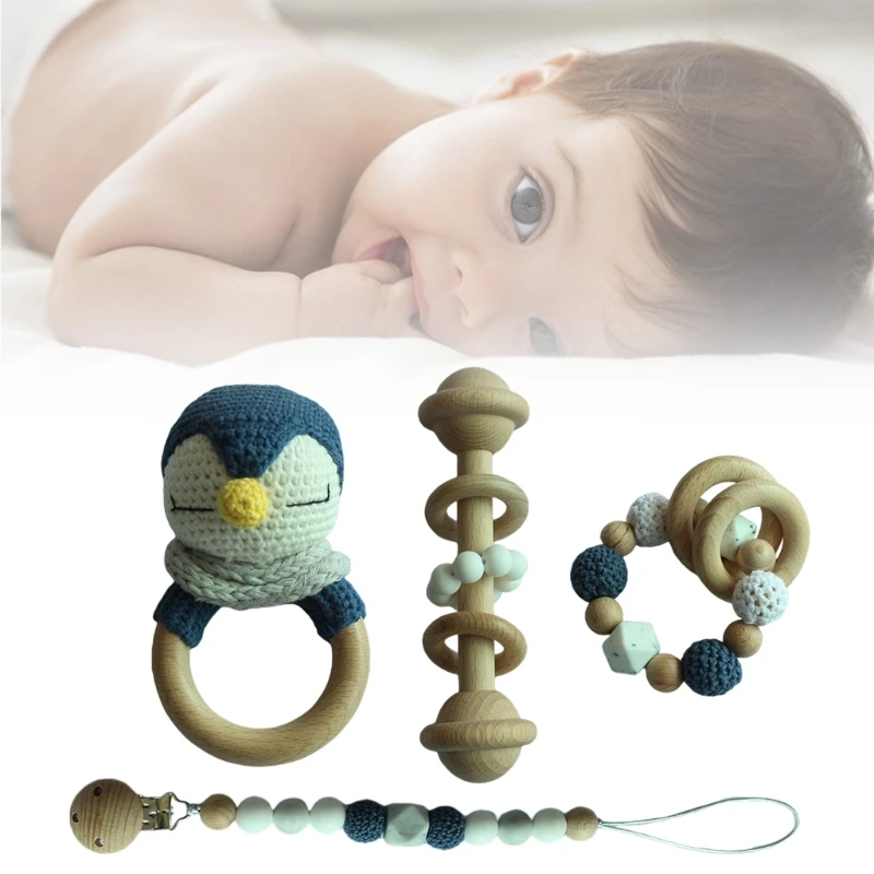 

Baby Pacifier Clip Teething Bracelet Crochet Soother Infants Rattle Teether Toy Newborn Dummy Chain Holder Shower Gifts