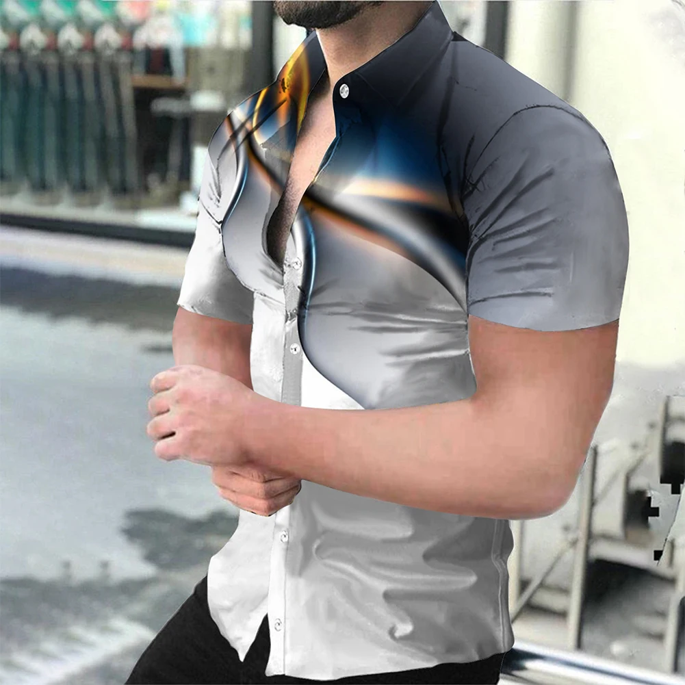 

Men Hawaiian Shirt Button Down Shirt Fashion 3D Printed Fitness Short Sleeve Casual T Tee Dress Streetwear Tops Formal Shirt
