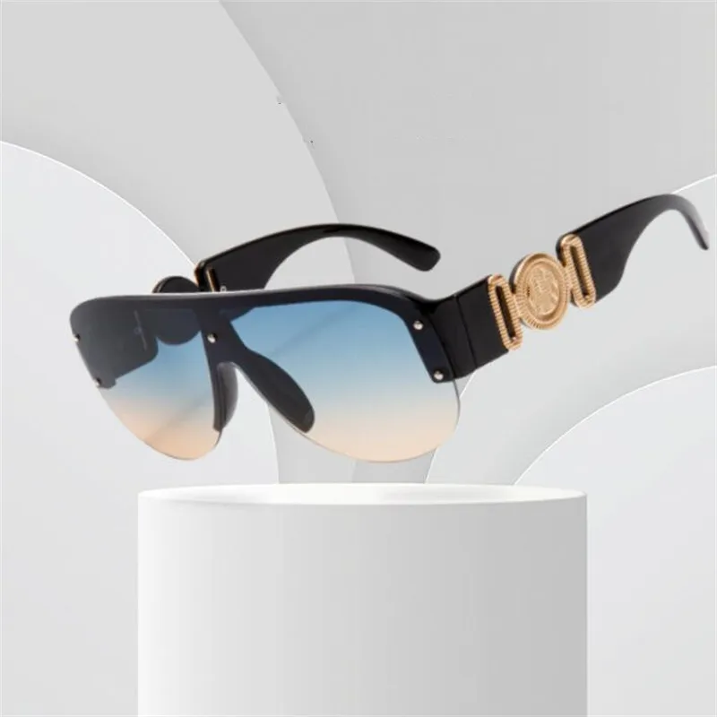 

Novo retângulo unisex óculos de sol do vintage design de moda retro meia moldura óculos de sol feminino lady óculos casuais