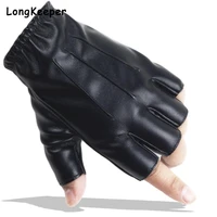 2022 fingerless men gloves pu leather motor punk gloves male mittens black half finger outdoor driving gloves guantes ciclismo