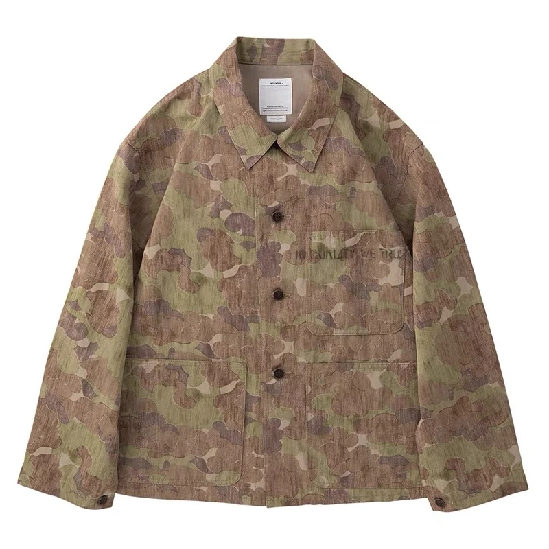 

Japan Style Spring Autumn Military Wool Mixed Tricolor Shirt Jacket Men's Cotton Lapel Single Breasted Long Sleeve Amekaji Coat