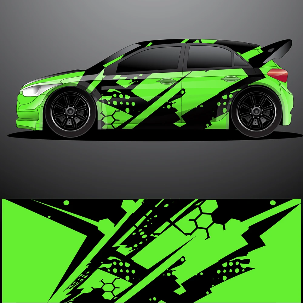 Черно-фиолетовый красочный полноразмерный гоночный RV графические наклейки