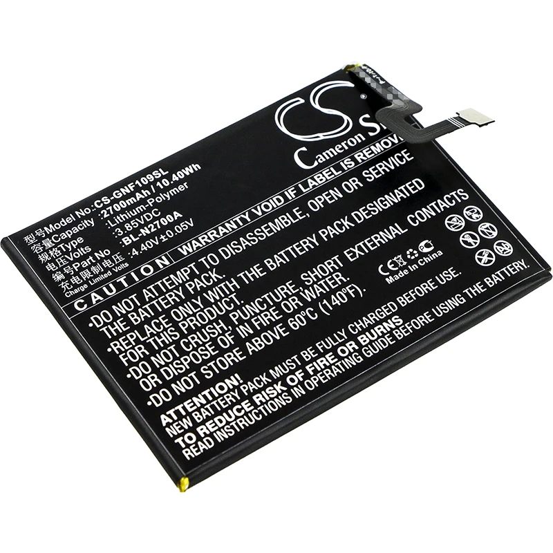 

CS 2700mAh / 10.40Wh battery for GIONEE F109, F109L, F109N BL-N2700A