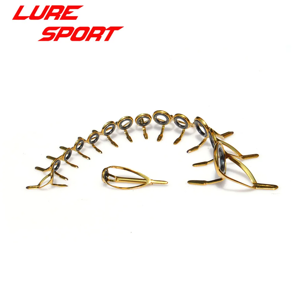 

LureSport 14pcs Gold Steel frame Guide set KW16 guide MN Top guide Rod Building component Repair DIY Accessory