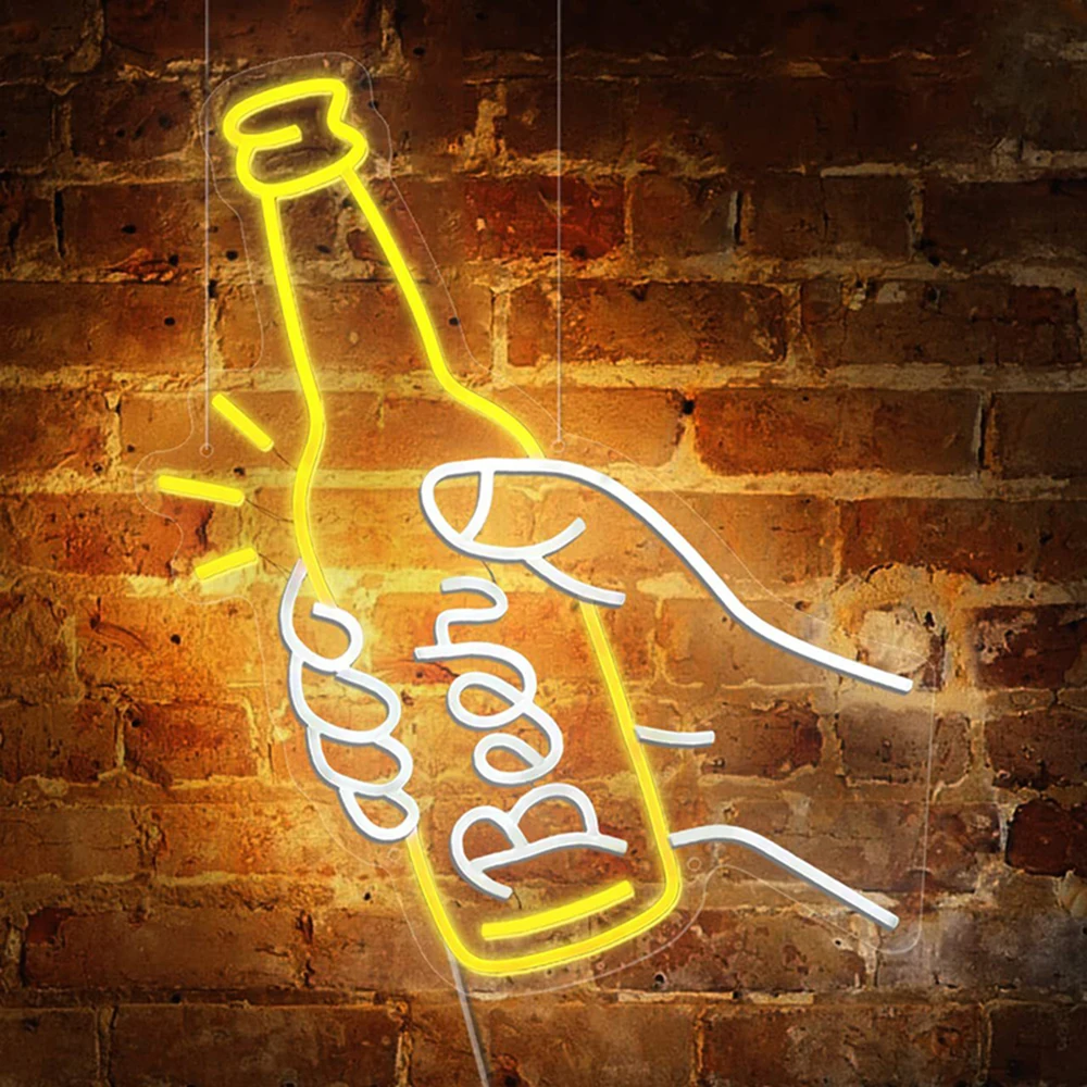 

Светодиодная неоновая вывеска с изображением времени пива, магазина, бара, ресторана, гостиницы, декоративная настенная лампа для спальни, кухни, персонализированный декор, ночник USB