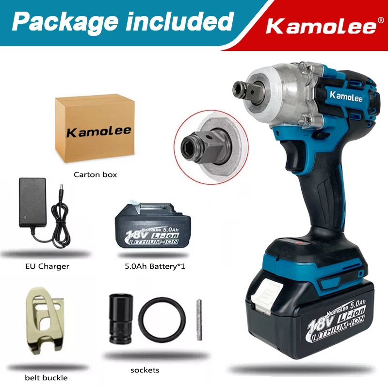 

Kamolee DTW285 Электрический ударный гайковерт 520 Н·м 1/2"