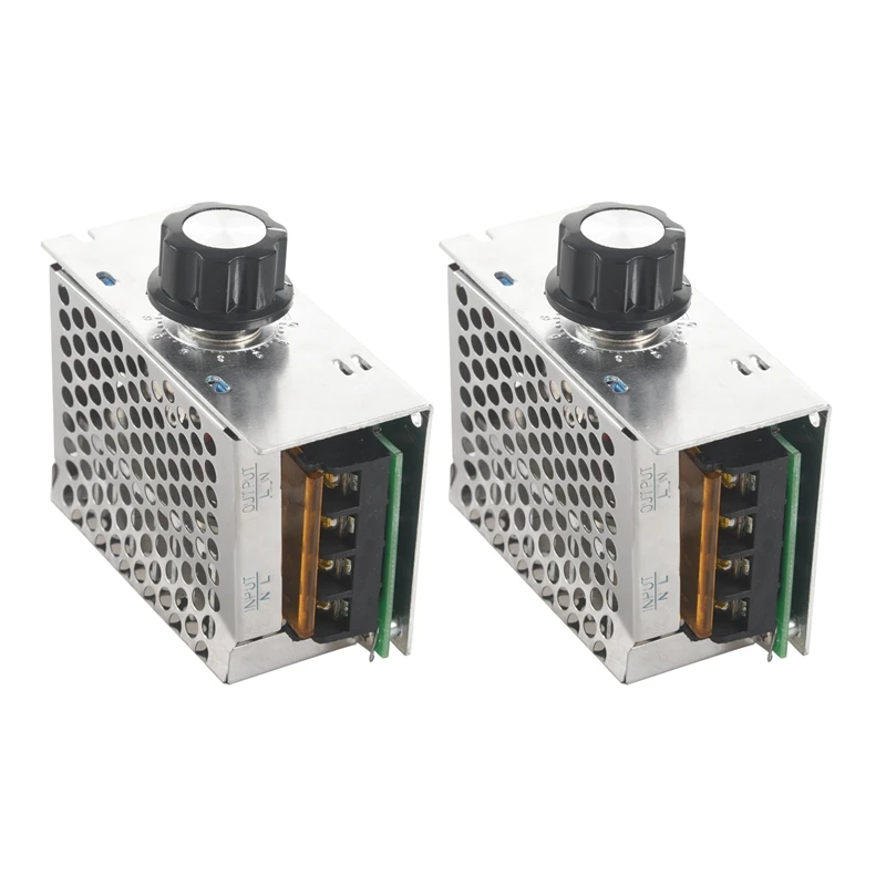 

2X Voltage Regulator Voltage Speed Controller SCR Dimmer + Shell AC 220V 4000W