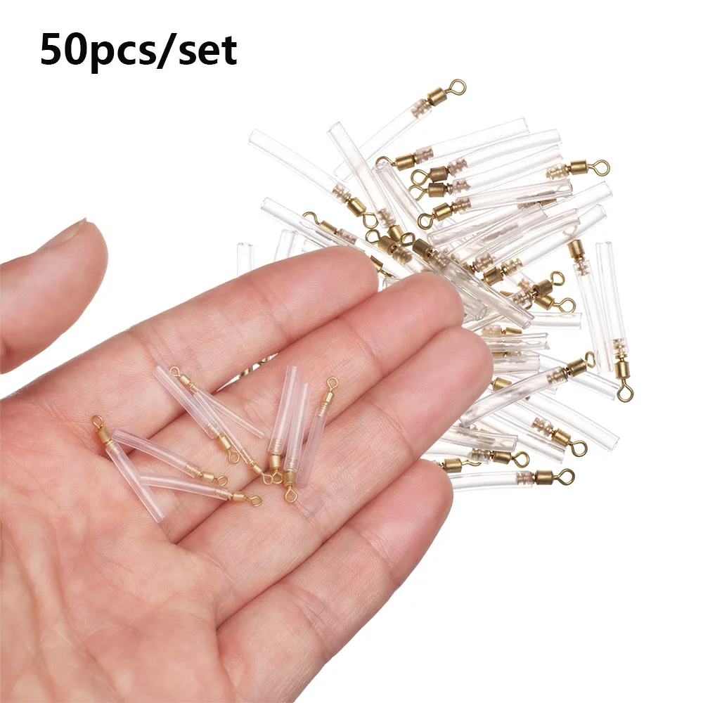 

50pcs/lot Fishing Gear Block Rotation Drift Fishing Floats Accessory Bobber Copper Rubber Tools Fishing Gadget Float Rest