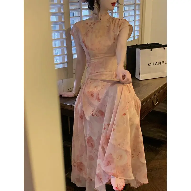 Женское платье в китайском стиле элегантное жаккардовое Сетчатое Ципао